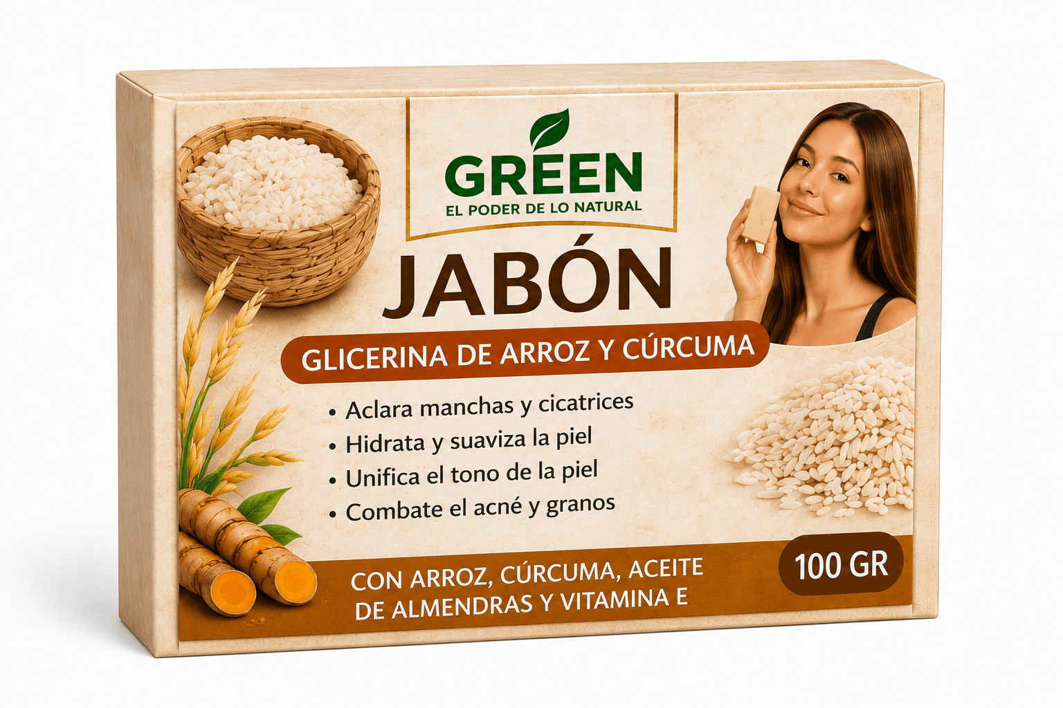 JABÓN DE ARROZ Y CÚRCUMA DE 100 G