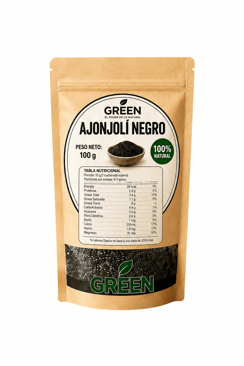 AJONJOLÍ NEGRO EN GRANO SIN TOSTAR DE 100 G
