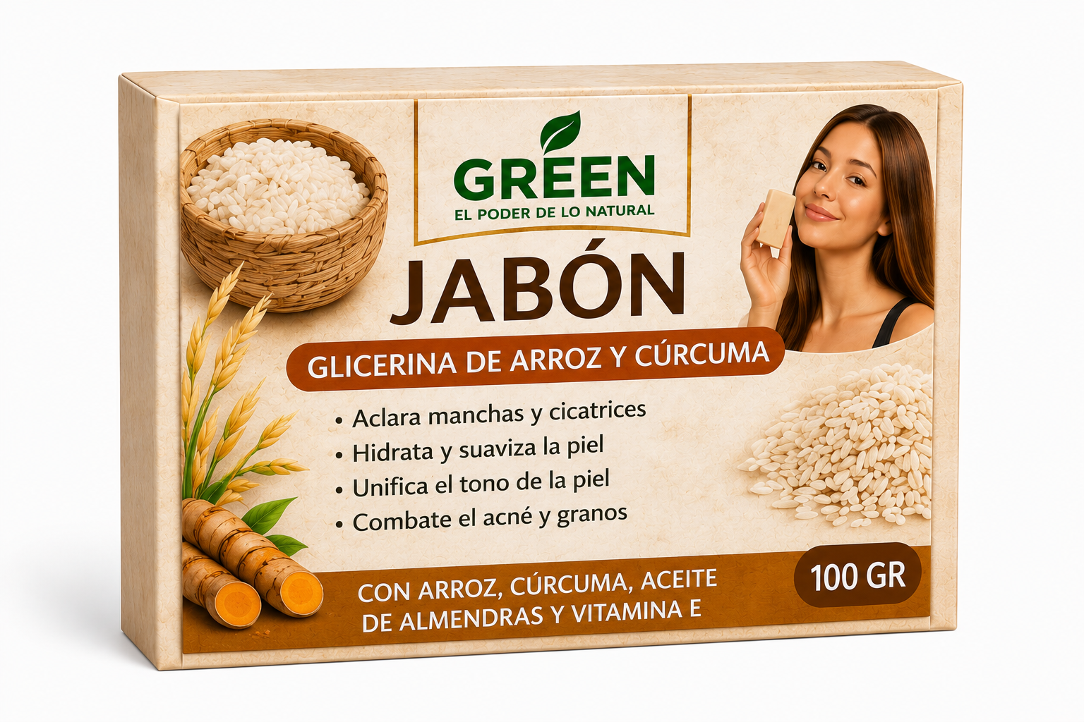 JABÓN DE ARROZ Y CÚRCUMA DE 100 G